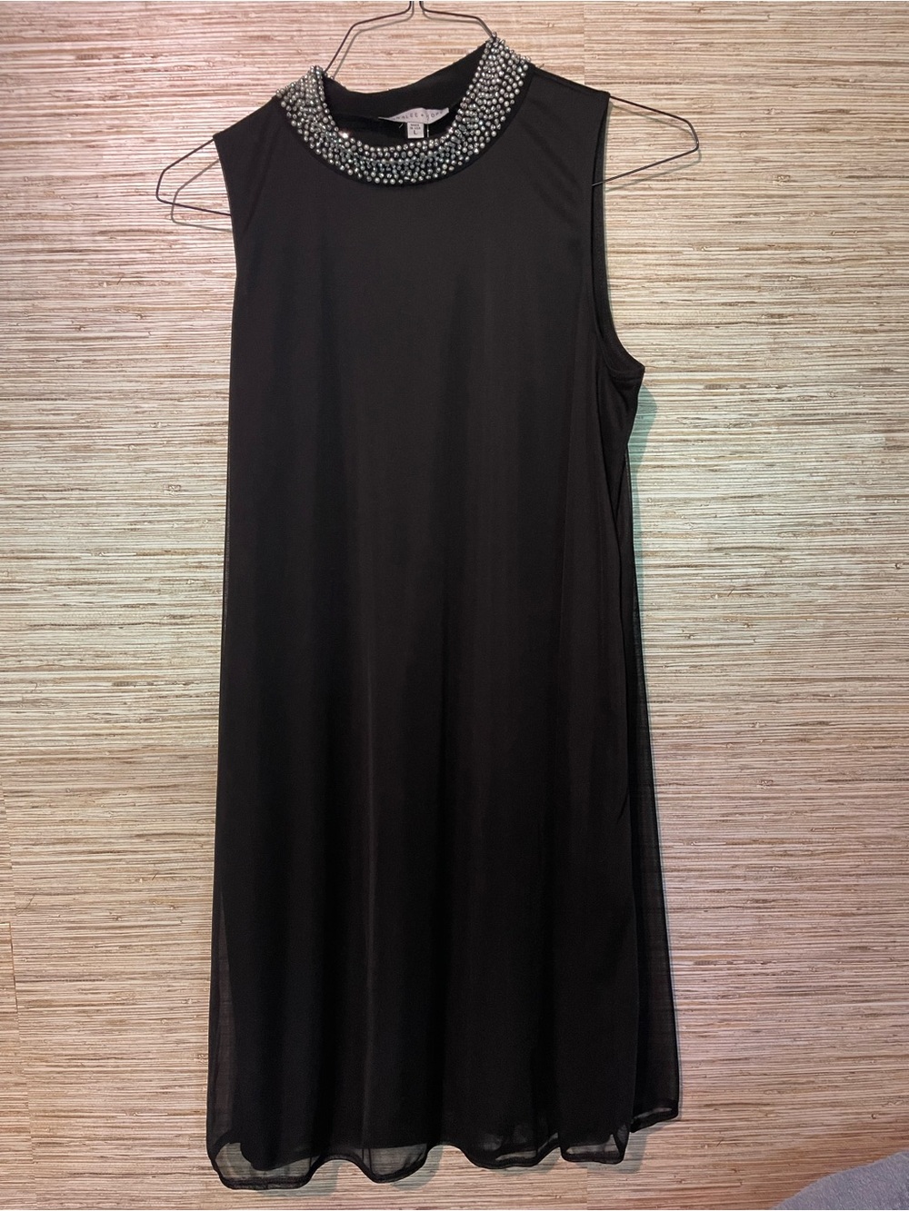 Annalee + Hope Black Sleeveless Mini Dress with Beaded Collar